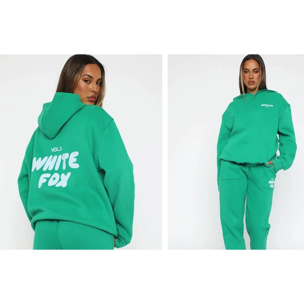 White Fox Boutique Offstage Lounge Set Amazon Green Hoodie and Shorts S/M NWT - Picture 4 of 6